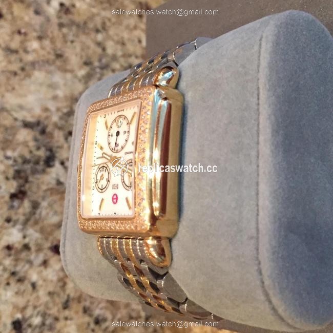 Michele Deco Two-tone Gold and Silver Diamond Diamond Dial Bracelet Watch Michele Deco Two-tone Gold and Silver Diamond Diamond Dial Bracelet Watch