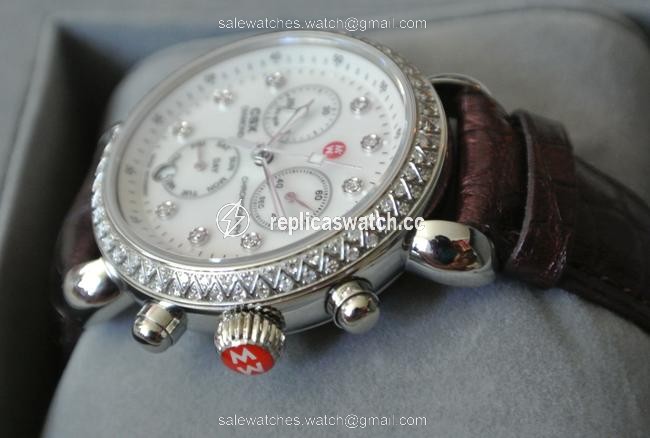 Michele Reserved 4 Lin Csx-36 Diamond Diamond Dial Alligator-skin Strap Watch Michele Reserved 4 Lin Csx-36 Diamond Diamond Dial Alligator-skin Strap Watch