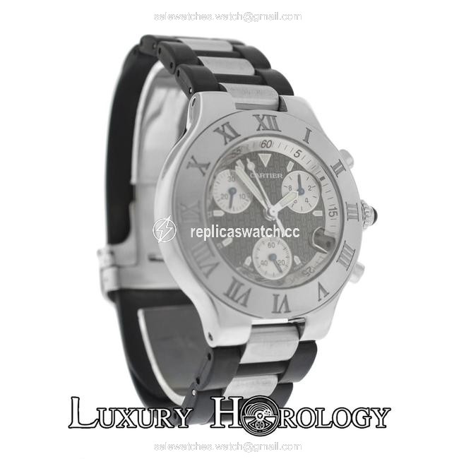 Cartier Mens Unisex Must 21 Chronoscaph Ref. 2424 Chronograph Date Quartz Watch Cartier Mens Unisex Must 21 Chronoscaph Ref. 2424 Chronograph Date Quartz Watch