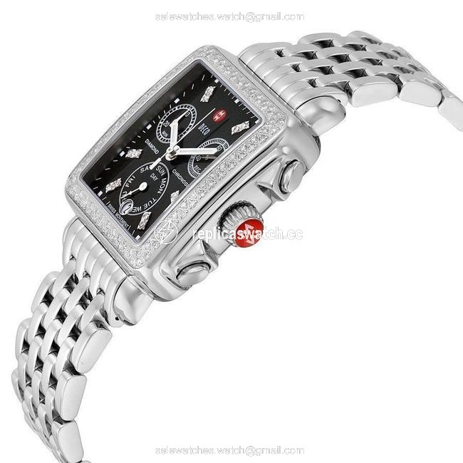 Michele Silver Deco Stainless Black Mother Of Pearl Diamond Dial Mww06p000171 Watch Michele Silver Deco Stainless Black Mother Of Pearl Diamond Dial Mww06p000171 Watch