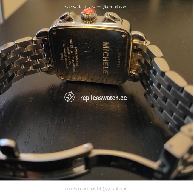 Michele Silver Deco Diamond Stainless Steel Watch Michele Silver Deco Diamond Stainless Steel Watch