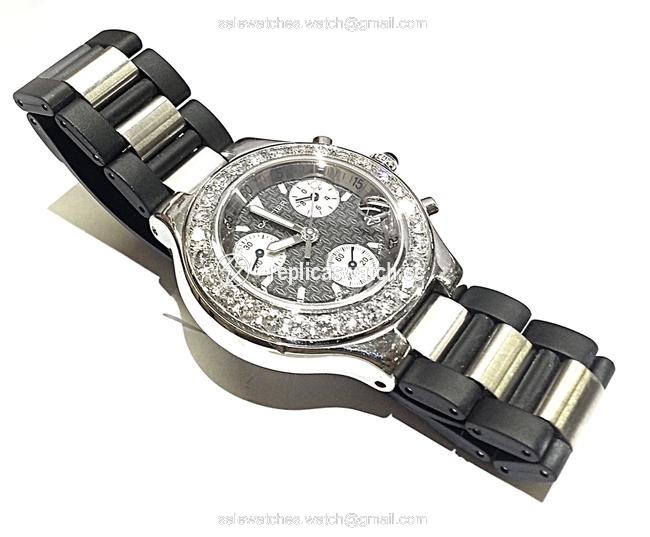 Cartier Chronoscaph 21 with Aftermarket Set Diamonds 4.50 Cttw Watch Cartier Chronoscaph 21 with Aftermarket Set Diamonds 4.50 Cttw Watch