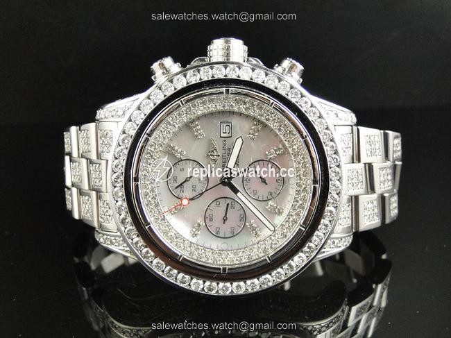 Breitling Stainless Steel XL Custom Super Avenger Aeromarine 52 Mm Genuine Diamond 22 Ct Watch Breitling Stainless Steel XL Custom Super Avenger Aeromarine 52 Mm Genuine Diamond 22 Ct Watch