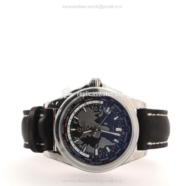 Breitling Galactic Unitime Stainless Steel and Leather 44 Watch Breitling Galactic Unitime Stainless Steel and Leather 44 Watch