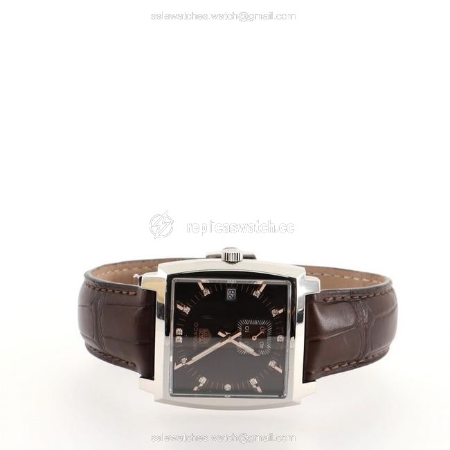 TAG Heuer Monaco Quartz Stainless Steel and Alligator with Diamonds 37 Watch TAG Heuer Monaco Quartz Stainless Steel and Alligator with Diamonds 37 Watch