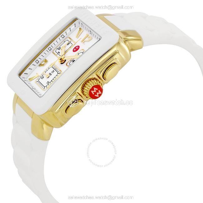 Michele White Park Silicone Gold Steel Chronograph Mww06l000013 Watch Michele White Park Silicone Gold Steel Chronograph Mww06l000013 Watch