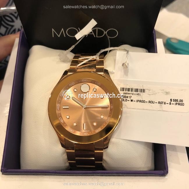 Movado Rose Gold/White Womens Swiss Gold-tone Stainless Steel Bracelet 38mm Watch Movado Rose Gold/White Womens Swiss Gold-tone Stainless Steel Bracelet 38mm Watch