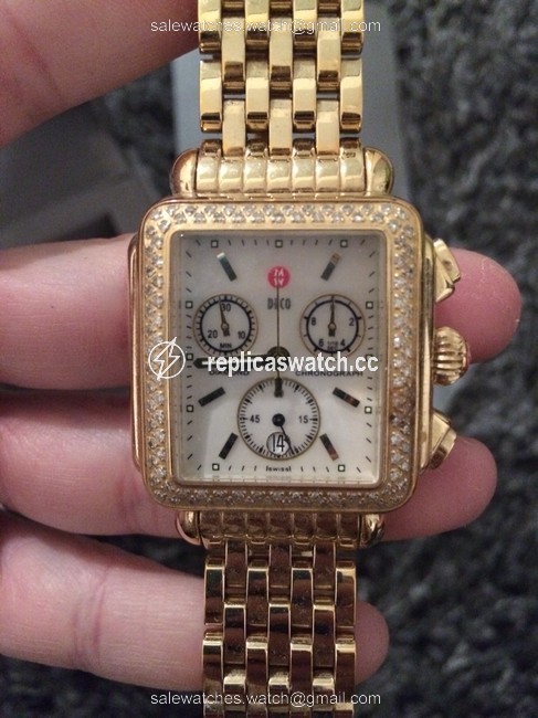 Michele Gold Deco Diamond with Diamond Dial Watch Michele Gold Deco Diamond with Diamond Dial Watch