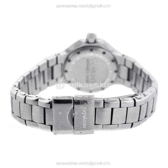 Movado Silver 2600053 800 Series Quartz Womens Diamond Custom Set Bezel Watch Movado Silver 2600053 800 Series Quartz Womens Diamond Custom Set Bezel Watch