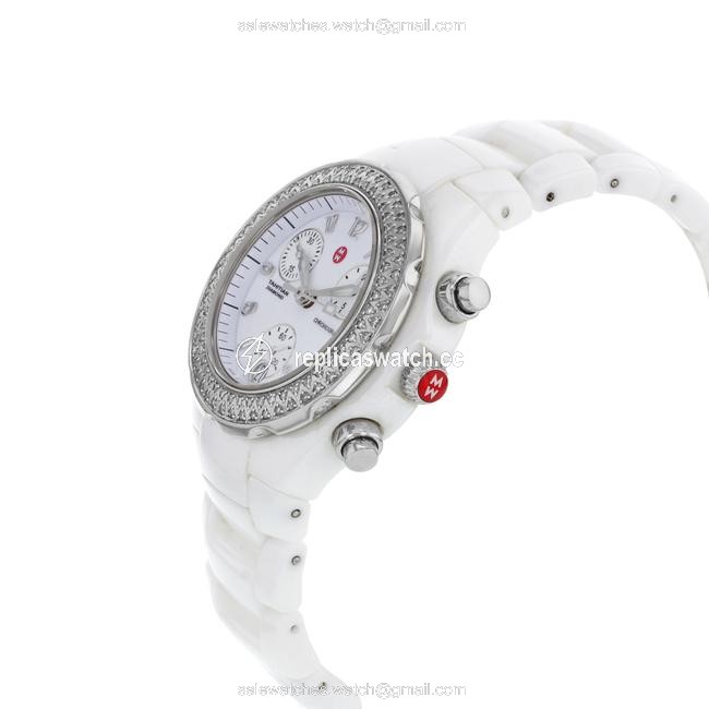 Michele White Tahitian Mww12a000001 Ceramic & Steel Quartz Ladies (8866) Watch Michele White Tahitian Mww12a000001 Ceramic & Steel Quartz Ladies (8866) Watch