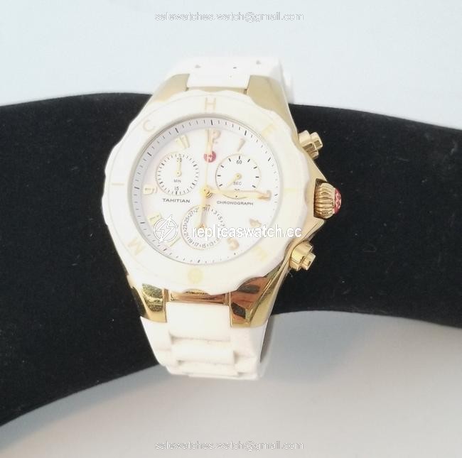 Michele White Jelly Band Chronograph Watch Michele White Jelly Band Chronograph Watch