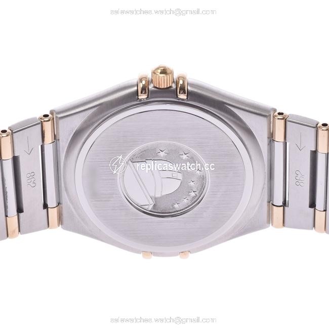 Omega White 18k Yellow Gold and Stainless Steel Constellation 1312.30 Womens Wristwatch 34 Mm Watch Omega White 18k Yellow Gold and Stainless Steel Constellation 1312.30 Womens Wristwatch 34 Mm Watch