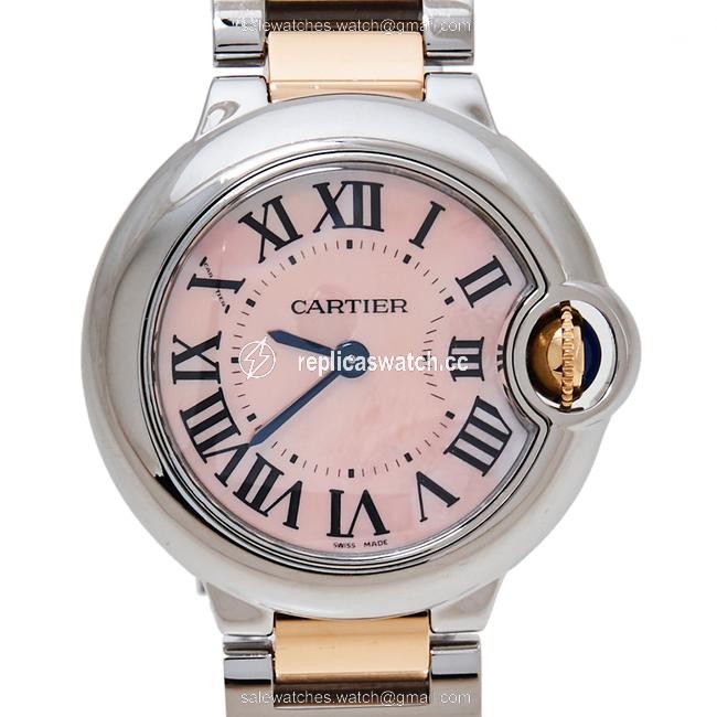 Cartier Mother Of Pearl 18k Rose Gold & Stainless Steel Ballon Bleu 3009 Womens Wristwatch 28 Mm Watch Cartier Mother Of Pearl 18k Rose Gold & Stainless Steel Ballon Bleu 3009 Womens Wristwatch 28 Mm Watch