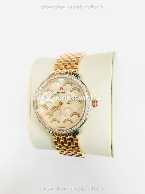 Michele 18k Rose Gold Plated 1.20ct Serein Mosaic Mw21b00l4978 Watch Michele 18k Rose Gold Plated 1.20ct Serein Mosaic Mw21b00l4978 Watch