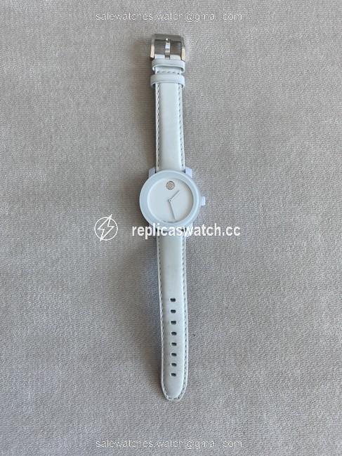 Movado White Bold Leather Band Swarovski Mb013296013 37mm Watch Movado White Bold Leather Band Swarovski Mb013296013 37mm Watch