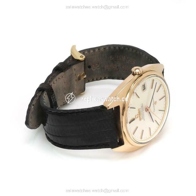 Omega 64174 Constellation 18k Rose Gold Date Mens Leather Band Watch Omega 64174 Constellation 18k Rose Gold Date Mens Leather Band Watch