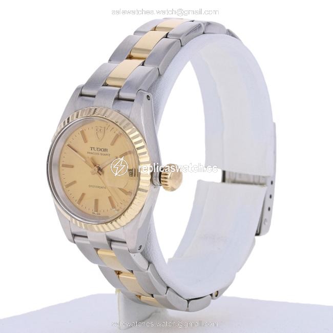 Tudor 18k Gold Plated Princess Oysterdate Ladies Stainless E2159 Watch Tudor 18k Gold Plated Princess Oysterdate Ladies Stainless E2159 Watch
