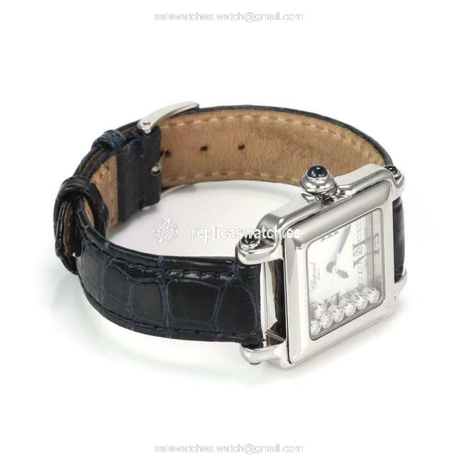 Chopard 61393 Happy Sport Diamond Sapphire Ssteel Leather Band Ladies Watch Chopard 61393 Happy Sport Diamond Sapphire Ssteel Leather Band Ladies Watch