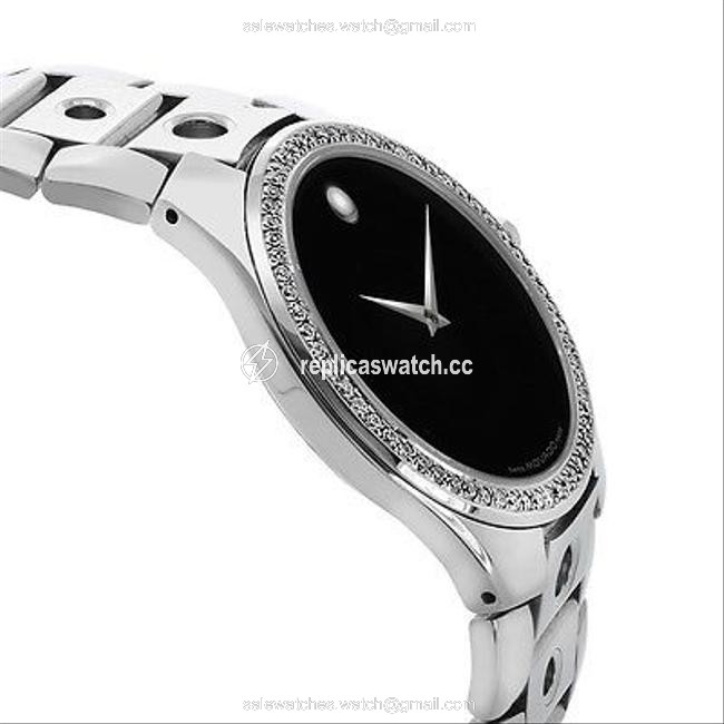 Movado Valeto Mens In Stainless Steel with Custom Diamond Bezel Watch Movado Valeto Mens In Stainless Steel with Custom Diamond Bezel Watch