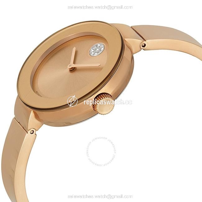 Movado Gold Rose Stainless Steel Bangle Crystal Dot Womens 3600202 Watch Movado Gold Rose Stainless Steel Bangle Crystal Dot Womens 3600202 Watch