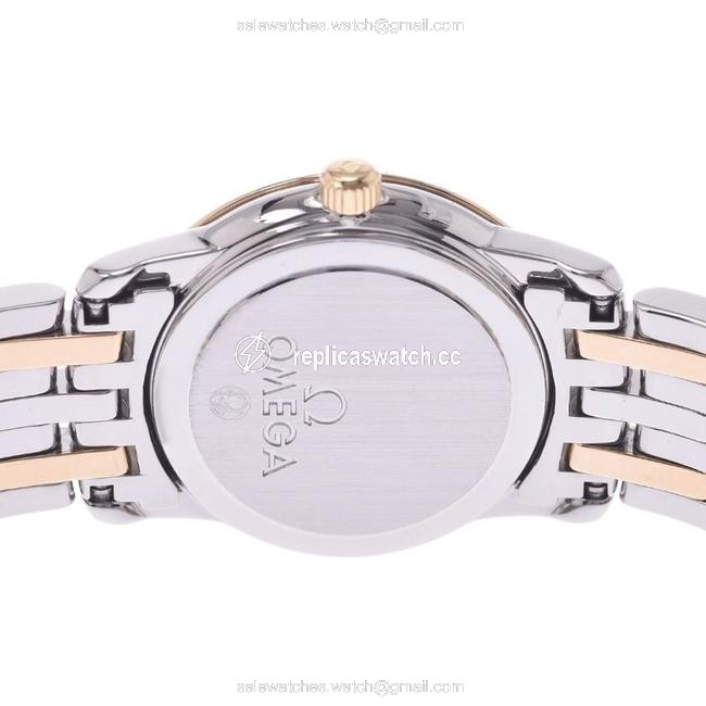 Omega White Diamonds 18k Yellow Gold and Stainless Steel De Ville 4375.71 Womens Wristwatch 22 Mm Watch Omega White Diamonds 18k Yellow Gold and Stainless Steel De Ville 4375.71 Womens Wristwatch 22 Mm Watch