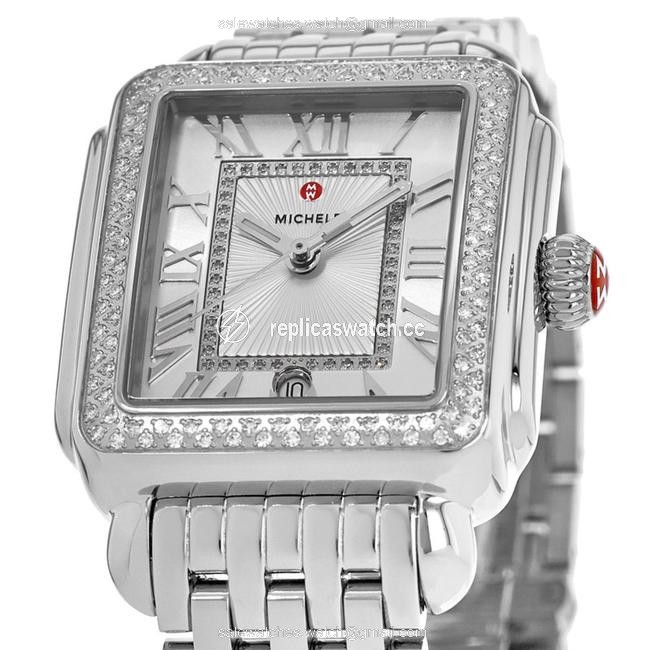 Michele Silver Deco Madison Mid Diamond Mww06g000001 Watch Michele Silver Deco Madison Mid Diamond Mww06g000001 Watch