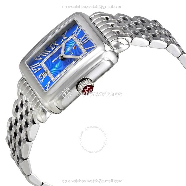 Michele Silver Deco Madison Stainless Cobalt Blue Diamond Mww06t000154 Watch Michele Silver Deco Madison Stainless Cobalt Blue Diamond Mww06t000154 Watch
