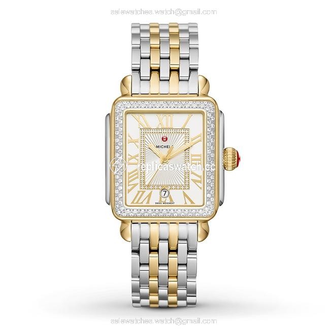 Michele Silver Two Tone Deco Madison Diamond Dial Mww06t000144 Watch Michele Silver Two Tone Deco Madison Diamond Dial Mww06t000144 Watch