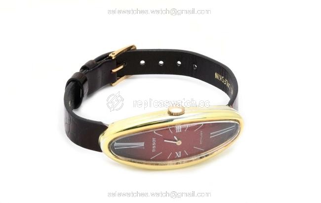Tissot 59755 Stylist 18k Gold Case Hand Winding Oval Leather Band Ladies Watch Tissot 59755 Stylist 18k Gold Case Hand Winding Oval Leather Band Ladies Watch