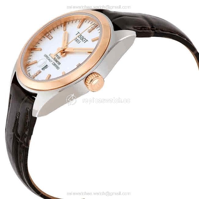 Tissot Silver Brown Pr 100 Diamond Set-index Marker Gold S-steel Quartz Ladies Watch Tissot Silver Brown Pr 100 Diamond Set-index Marker Gold S-steel Quartz Ladies Watch