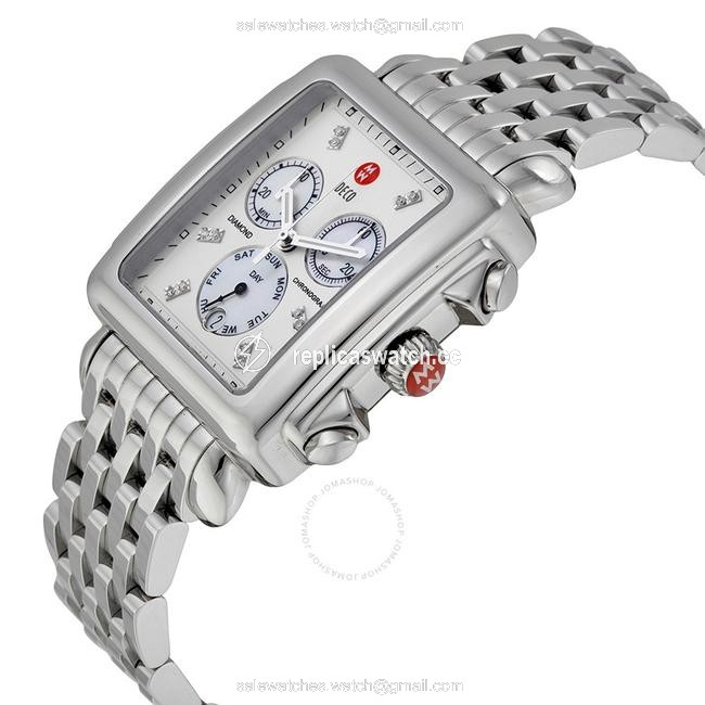 Michele Silver Stainless Steel Deco Mother Of Pearl Diamond Mww06z000012 Watch Michele Silver Stainless Steel Deco Mother Of Pearl Diamond Mww06z000012 Watch