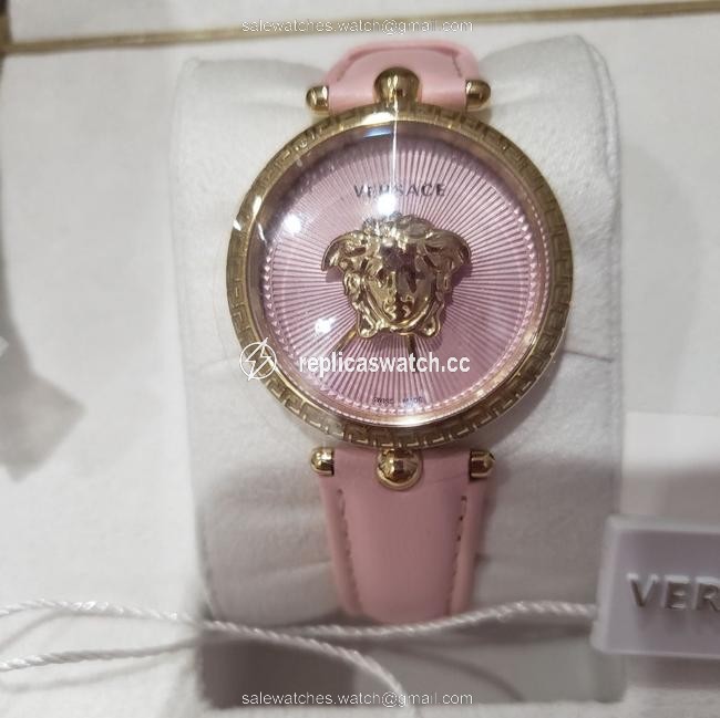 Versace Pink Goldtone Stainless Steel and Leather Strap Dial Watch Versace Pink Goldtone Stainless Steel and Leather Strap Dial Watch