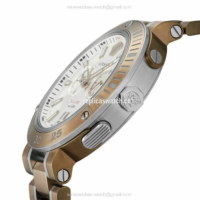 Versace Gold/Silver Two Tone Vcn050017 Mens V-extreme Pro 46 Mm Quartz Watch Versace Gold/Silver Two Tone Vcn050017 Mens V-extreme Pro 46 Mm Quartz Watch