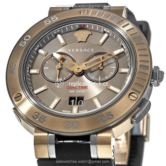 Versace Black/Brown Vcn030017 V-extreme Chronograph Dial Rubber Strap Watch Versace Black/Brown Vcn030017 V-extreme Chronograph Dial Rubber Strap Watch
