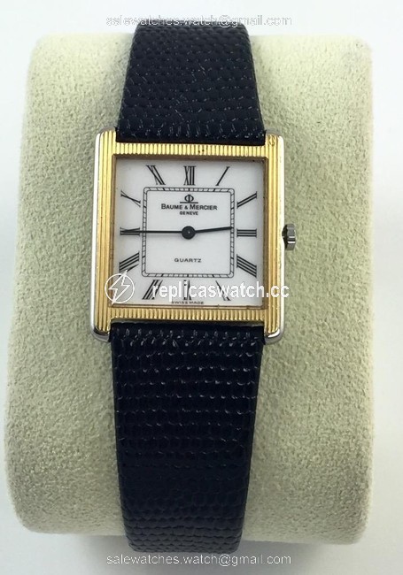 Baume & Mercier 18k Yellow Gold Bezel Stainless Steel Swiss Quartz Watch Baume & Mercier 18k Yellow Gold Bezel Stainless Steel Swiss Quartz Watch