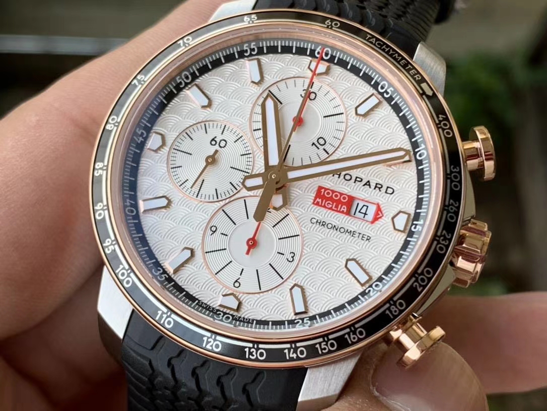 MILLE MIGLIA 168571 SS/RG V7F 1:1 BEST EDITION WHITE DIAL ON BLACK RUBBER STRAP A7750 MILLE MIGLIA 168571 SS/RG V7F 1:1 BEST EDITION WHITE DIAL ON BLACK RUBBER STRAP A7750