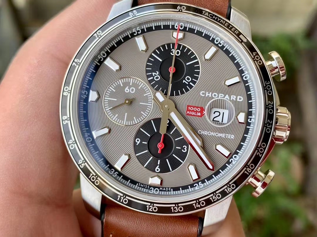 MILLE MIGLIA 168571 SS/RG V7F 1:1 BEST EDITION GRAY DIAL ON BROWN GUMMY STRAP A7750 MILLE MIGLIA 168571 SS/RG V7F 1:1 BEST EDITION GRAY DIAL ON BROWN GUMMY STRAP A7750