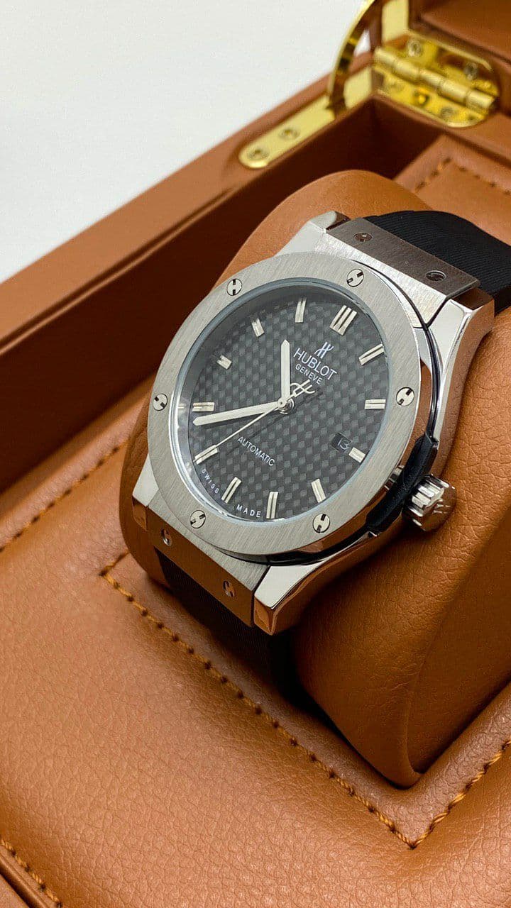 Hublot Big Bang Leather Strap Full Black Silver Case