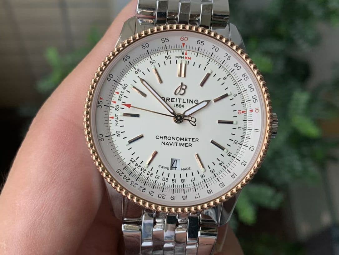Navitimer 1 SS 38mm TF 1:1 Best Edition RG Bezel White Dial on SS Bracelet A2824 Navitimer 1 SS 38mm TF 1:1 Best Edition RG Bezel White Dial on SS Bracelet A2824