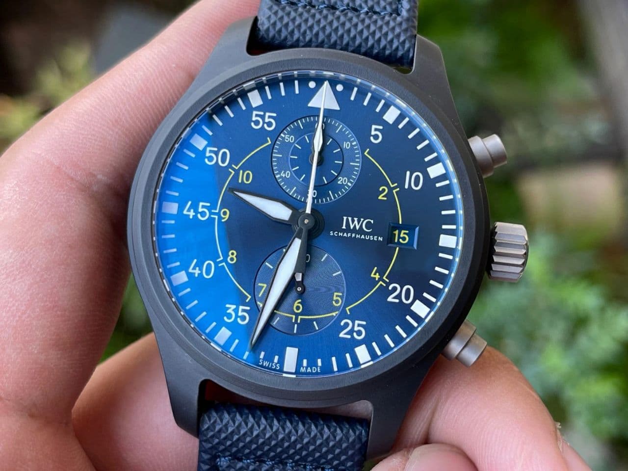 Pilot Chrono "Blue Angels" Black Ceramic ZF Best Edition on Blue Leather Strap A7750