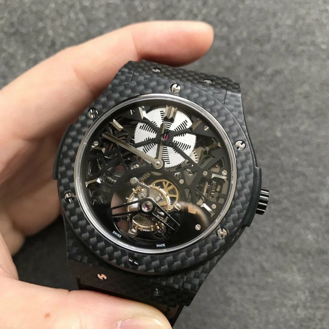 Big Bang Tourbillon Solo Bang MD PVD Black Skeleton Dial on Black Rubber Strap