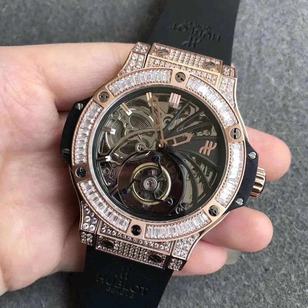 Big Bang Ceramic Diamond Bezel Skeleton Tourbillon on Black Rubber Strap Big Bang Ceramic Diamond Bezel Skeleton Tourbillon on Black Rubber Strap