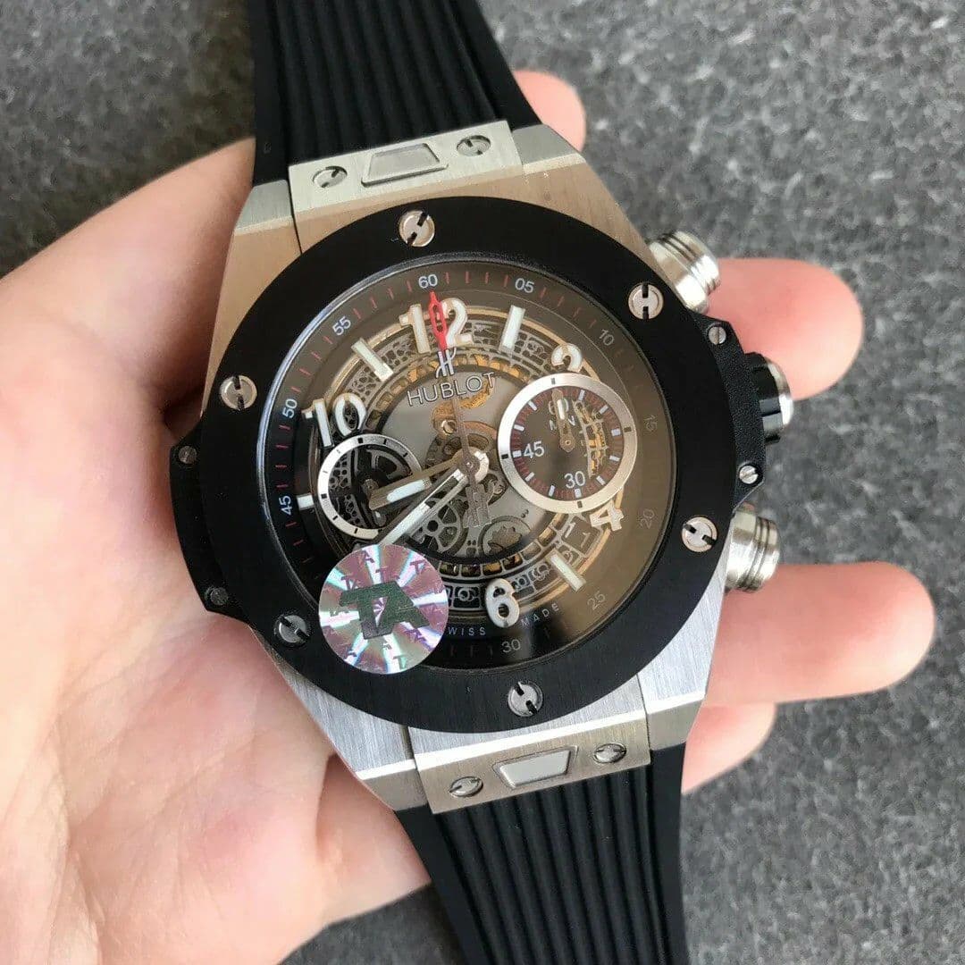Big Bang Unico 45.5mm SS Ceramic Bezel Skeletonal Dial on Black Rubber Strap HUB1220 Big Bang Unico 45.5mm SS Ceramic Bezel Skeletonal Dial on Black Rubber Strap HUB1220