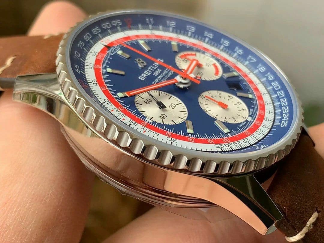 Navitimer B01 Chronograph 43 TWA Editioin SS OXF Blue Dial on SS Mesh Bracelet A7750 Navitimer B01 Chronograph 43 TWA Editioin SS OXF Blue Dial on SS Mesh Bracelet A7750