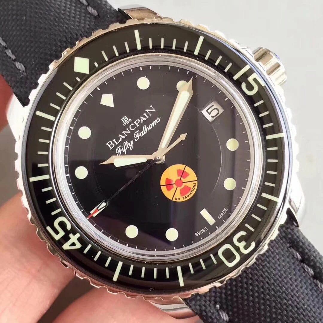 Fifty Fathoms SS "No Radiation" ZF 1:1 Limited Edition Black Dial on Sail-canvas Strap A2836 Fifty Fathoms SS "No Radiation" ZF 1:1 Limited Edition Black Dial on Sail-canvas Strap A2836