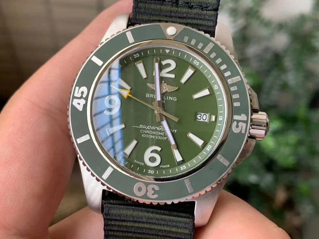 Superocean Automatic 44 TF 1:1 Best Edition Green Dial Green Bezel on Green Nylon Strap A2824 Superocean Automatic 44 TF 1:1 Best Edition Green Dial Green Bezel on Green Nylon Strap A2824