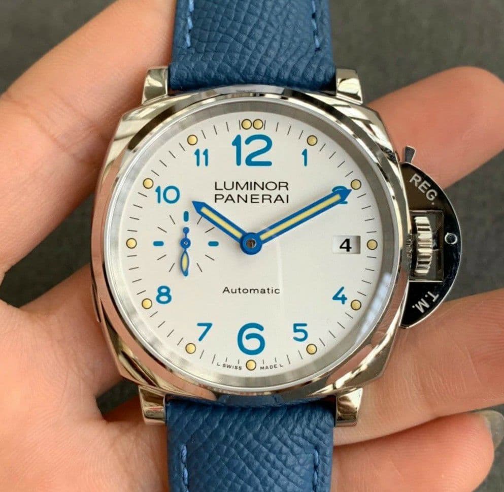 PAM906 Luminor Due VSF Best Edition White Dial on Blue Leather Strap AXXXIV