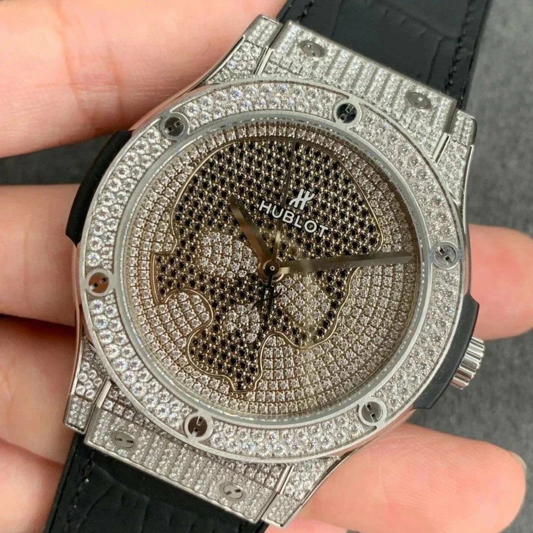Classic Fusion Automatic SS OXF Best Edition Diamonds Case Diamonds Skull Dial on Black Leather Strap MIYOTA 9015