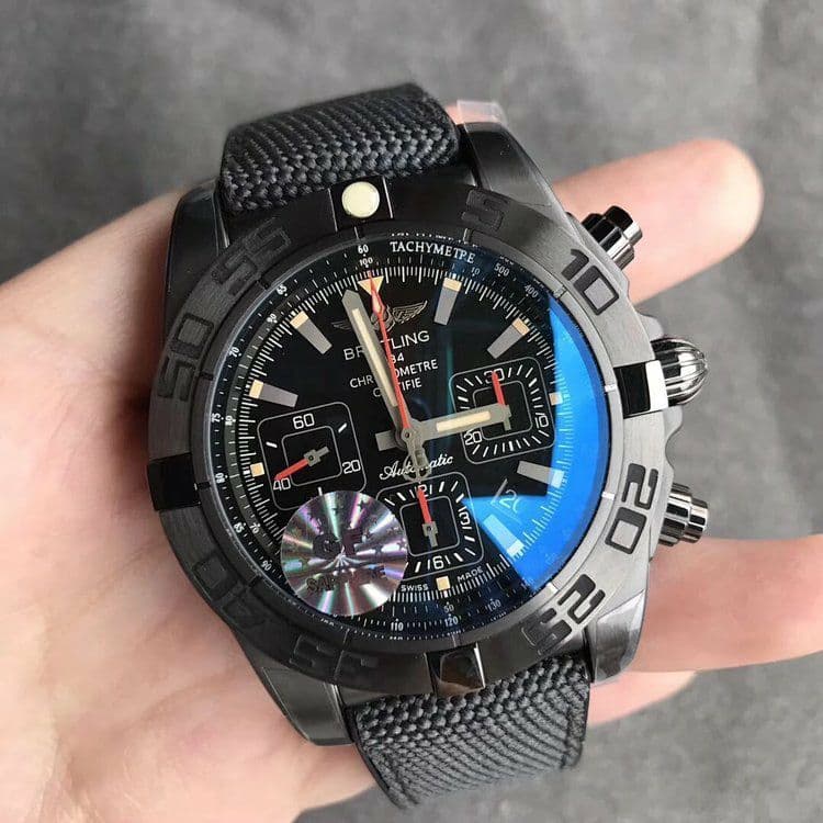 Chronomat 44mm Blacksteel GF 1:1 Special Edition Black Dial on Black Rubber Strap A7750 Chronomat 44mm Blacksteel GF 1:1 Special Edition Black Dial on Black Rubber Strap A7750