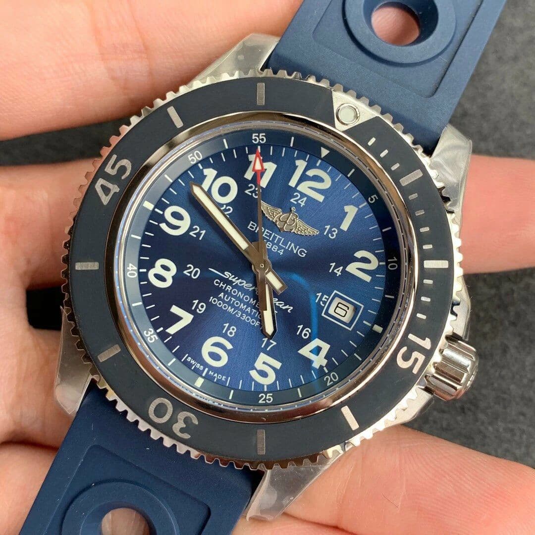 Breitling SuperOcean 44 Stainless SS/RU Blue/Stk GF Asia 2824